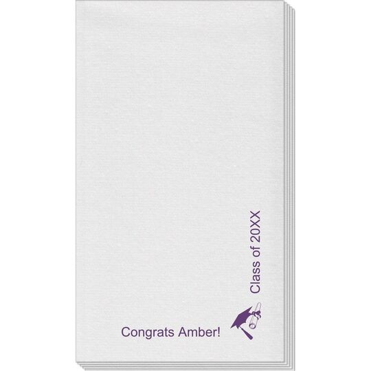 Corner Text with Cap and Diploma Linen Like Guest Towels
